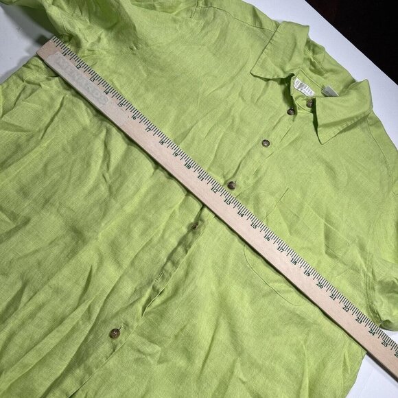 Elisabeth Women's Size 16 Button Up Shirt 100% Linen Long Sleeves Lime Green - Picture 9 of 9